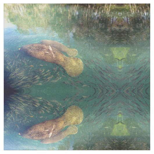 Momma und Baby Manatee Fabric Stoff (Nahaufnahme)