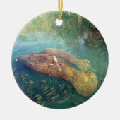 Momma und Baby Manatee Keramik/Porzellan Ornament (Vorne)