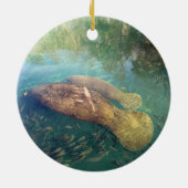 Momma und Baby Manatee Keramik/Porzellan Ornament (Hinten)