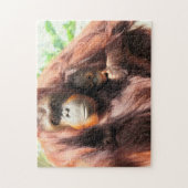 Momma und Baby Orangutan Puzzle (Vertikal)