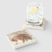 Momma und Baby Tiger Steinuntersetzer (Seitenansicht)