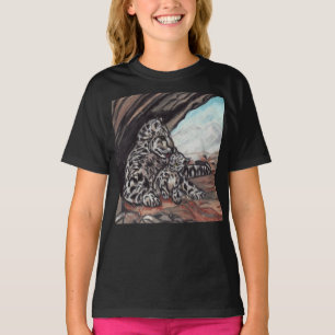 MOMMA UND CUB-SCHNEE-LEOPARD-Kinderspitze T-Shirt