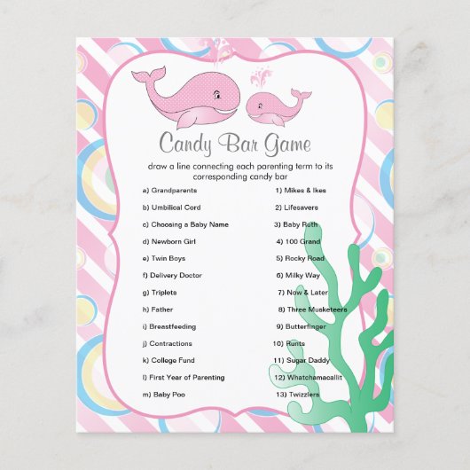 Momma Whale und ihr Baby Girl - Candy Bar Game Flyer (Vorne)