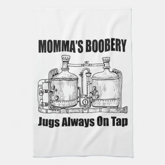 Mommas Boobery Jugs immer Gestochen Geschirrtuch (Vertikal)