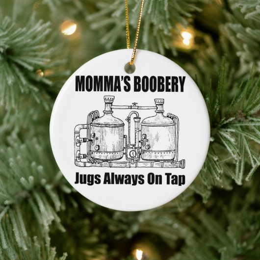 Mommas Boobery Jugs immer Gestochen Keramik Ornament (Baum)