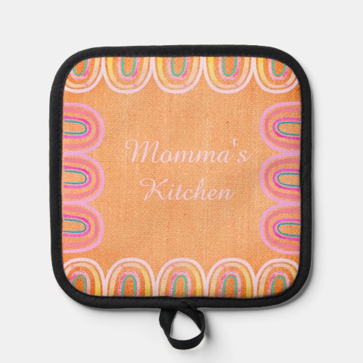 Momma's Kitchen Folk Rainbow Pattern Topflappen (Vorderseite)