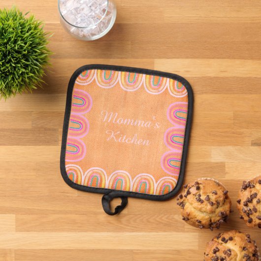 Momma's Kitchen Folk Regenbogen-Muster Topflappen (Oben Unten)