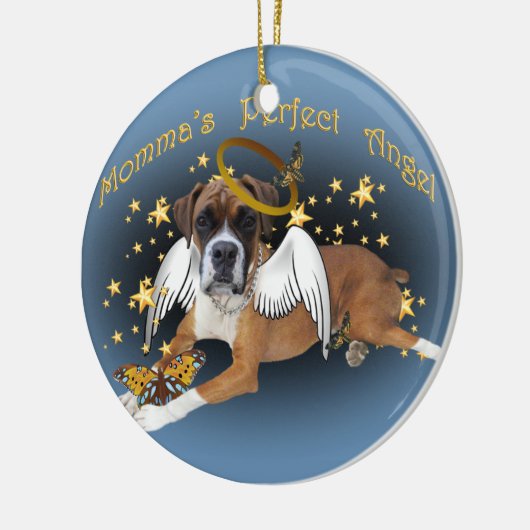 Mommas perfekte Engels-Boxer-Verzierung Keramik Ornament (Links)