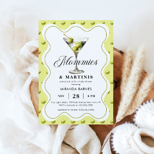 Mommies & Martinis Olive Martini Glass Baby Dusche Einladung