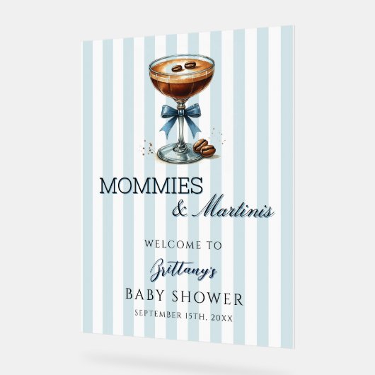 Mommies und Martinis Blue Baby Dusche Begrüßungsze Acrylschild (Winkel)