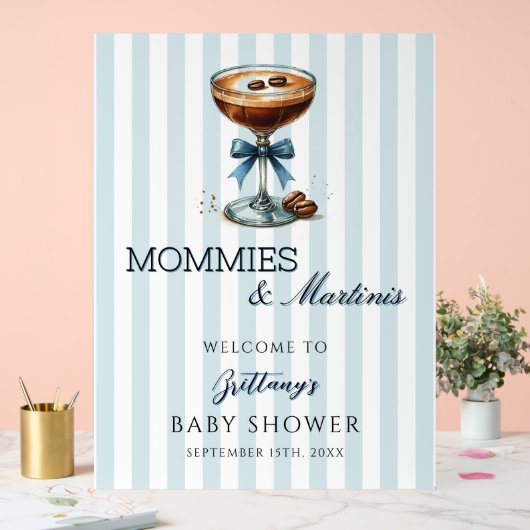 Mommies und Martinis Blue Baby Dusche Begrüßungsze Acrylschild (Hochzeit)