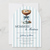 Mommies und Martinis Blue Bow Arch Baby Shower Einladung (Vorderseite)