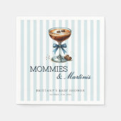 Mommies und Martinis Blue Bow Boy Baby Shower Serviette (Vorderseite)