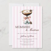 Mommies und Martinis Espresso Pink Bow Girl Einladung (Vorderseite)