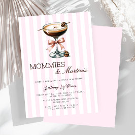 Mommies und Martinis Espresso Pink Bow Girl Einladung
