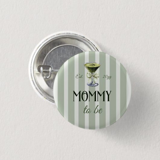 Mommies und Matcha Olive Green Bow Baby Shower Button (Vorne & Hinten)