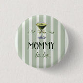 Mommies und Matcha Olive Green Bow Baby Shower Button (Vorderseite)