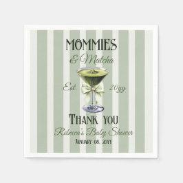 Mommies und Matcha Olive Green Bow Baby Shower Serviette