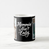 Mommin Ain't Easy Brush Script Custom 2Photo Black Kaffeetasse (Mittel)