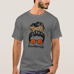 Mommom Life Messy Bun Hair Funny Basketball Mama M T-Shirt