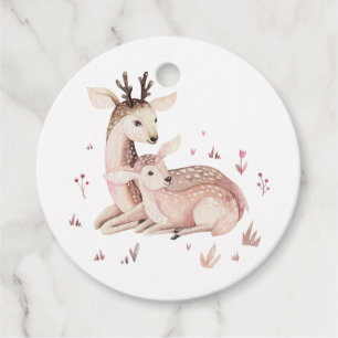 Mommy and Baby Deer Wreath Woodland Vielen Dank Geschenkanhänger