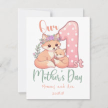 Mommy and Baby Fox Pink 1st Mothers Day