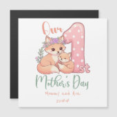 Mommy and Baby Fox Pink 1st Mothers Day Magnetkarte (Vorne/Hinten)