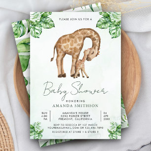Mommy and Baby Giraffe Safari Baby Shower Einladung