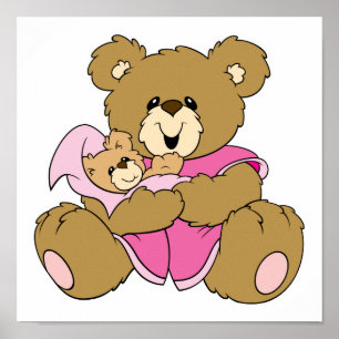 Mommy and Baby Girl Bear Poster