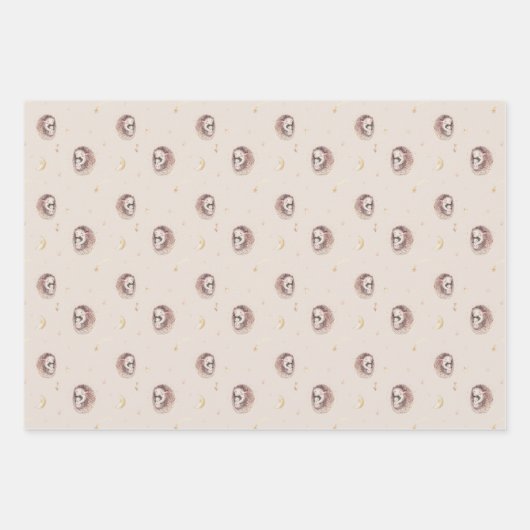 Mommy and Baby Igel Pattern Woodland Geschenkpapier Set (Vorderseite)