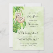 Mommy and Baby Sloth neutral Baby Shower Einladung (Vorderseite)
