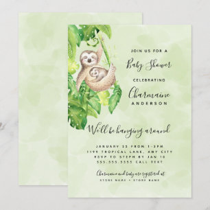 Mommy and Baby Sloth neutral Baby Shower Einladung