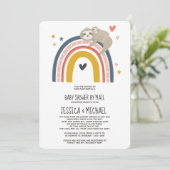 Mommy and Baby Sloth Rainbow | Kinderdusche per Po Einladung (Stehend Vorderseite)