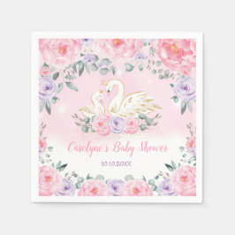 Mommy and Baby Swan Princess | Rosa violette Blume Serviette