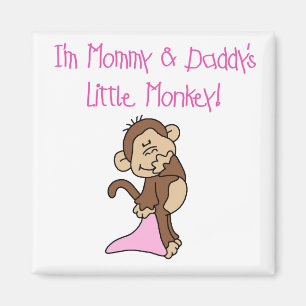 Mommy and Daddy's Monkey - Rosa Hemden und Geschen Magnet