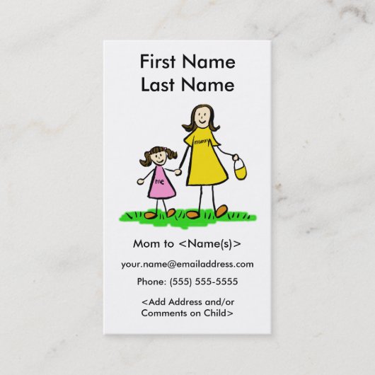 Mommy and Daughter Custom Calling Playdate Cards Telefonnummerkarte (Vorderseite)
