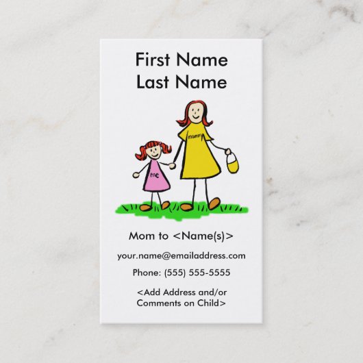Mommy and Daughter Custom Calling Playdate Cards Telefonnummerkarte (Vorderseite)