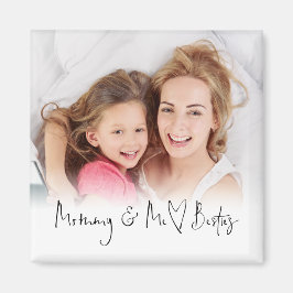 Mommy and Me Besties Foto Overlay Script Heart Magnet