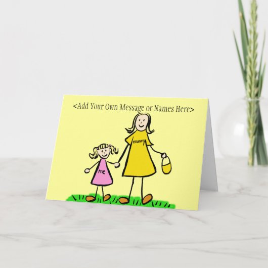 Mommy and Me Blond Note Card (Nachricht anpassen) Karte (Vorderseite)