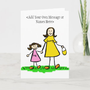 Mommy and Me Brünett Card (Nachricht anpassen) Karte
