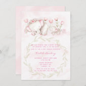 Mommy and Me Elephant Pastel Girl Babydusche Einladung (Vorne/Hinten)
