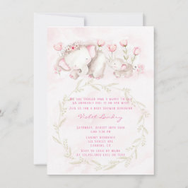 Mommy and Me Elephant Pastel Girl Babydusche Einladung