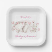 Mommy and Me Elephant Pastel Girl Babydusche Pappteller (Vorderseite)