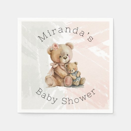 Mommy and Me Teddy Bear Baby Shower Serviette (Vorderseite)