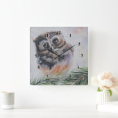 Mommy... - Aquarellmalerei - Quadratische Wanduhr (Zuhause)