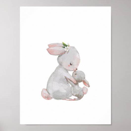 Mommy Baby Bunny Snuggle art print Poster (Vorne)