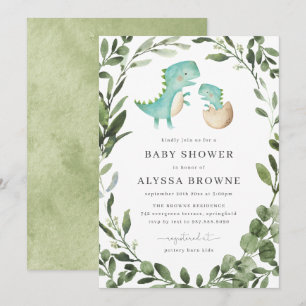 Mommy Baby Dinosaur Babydusche Einladung