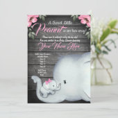 Mommy Baby Elephant Babydusche Einladung, rustikal Einladung (Stehend Vorderseite)