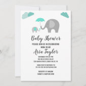 Mommy Baby Elephant mit Clouds Baby Dusche Einladung (Vorderseite)