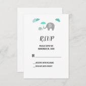 Mommy Baby Elephant mit Clouds Duwer RSVP Card (Vorne/Hinten)